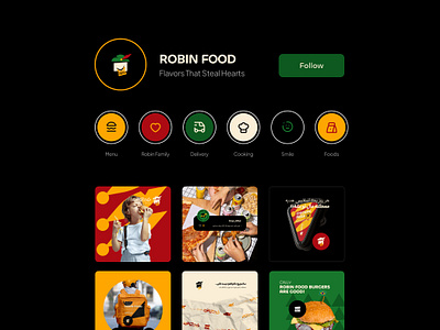 Robin Food Logo & Visual Identity Design brand brand design brandbook branding food icon illustration instagram logo logotype post social story template visual visual identity