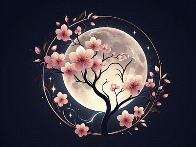 Enchanting Cherry Blossoms Under the Full Moon moongazing