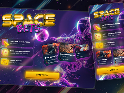 Pre-landing page for online CASINO branding casino cyber design figma gambling gaming graphic design illustration online casino pre landing space ui universe ux vector web design