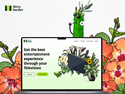 🌻Shiny Garden - website to watch TV best branding design entertainment flower garden green mascot television ui ux website