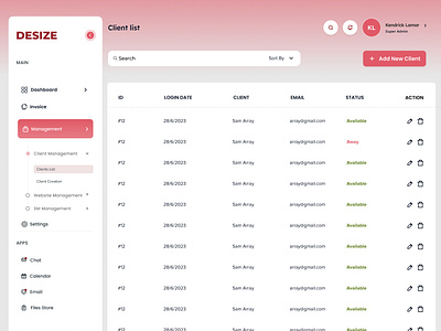 Client Management admin panel client management dashboard ecommerce figma ui ui and ix user interfcae