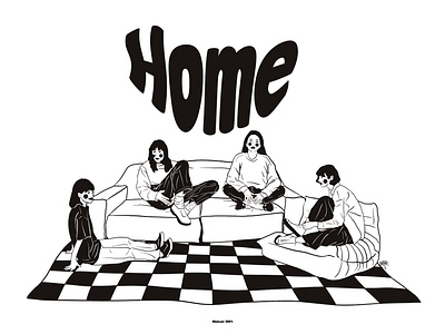 Home and homies art artist blackandwhite girl girls home homies illustration illustrator procreate