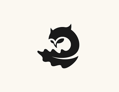 Owl + Oak negative space logo. animal bird branding character design film illustration logo mascot negatve space oak owl ui unused