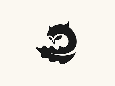 Owl + Oak negative space logo. animal bird branding character design film illustration logo mascot negatve space oak owl ui unused