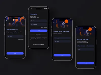 App Login Page - Onboarding Page app design design homepage illustration interface layout login mobile app onboarding ui ui design ux walkthrough