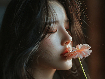 [Solitary Whisper Amidst Flowers] 🌸🖼️ art artwork beauty design fashion photography portrait