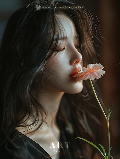 [Solitary Whisper Amidst Flowers] 🌸🖼️ art artwork beauty design fashion photography portrait
