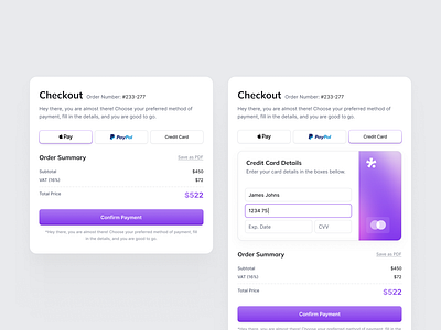 Checkout Modal billing checkout credit card ecommerce interface design minimalist modal payment popup ui user interface