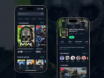 Game Streaming App app mobile game mobile stream ui ui design uxdesign