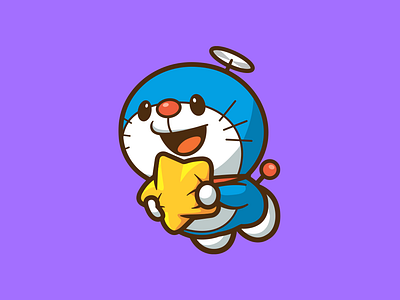 Doraemon anime cartoon cat colorful cute doraemon illustration ivón love nobita outline space star