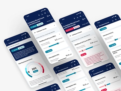 Lab Results on Mobile analysis app biology chart design digital healthcare lab medical result score status ui ui design uiux ux