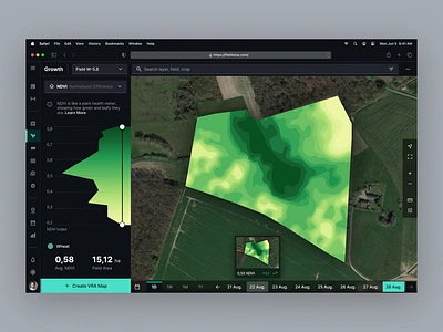 Monitoring Crop Growth app chart crop data design desktop digital farming growth heatmap index map monitoring ndvi smart ui ui design uiux ux vra