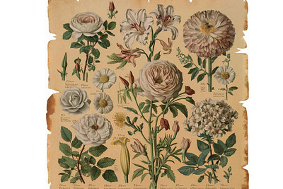 ANTIQUE BOTANICALS Vintage Flowers branding design graphic design illustration typography vector