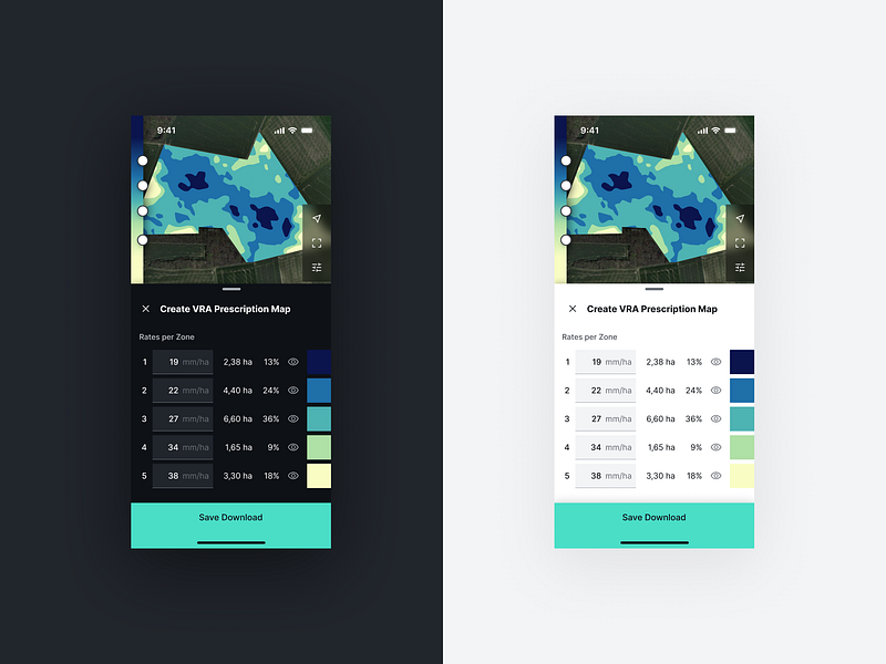 Create VRA Prescription Map agriculture app chart data design digital heatmap map mobile modal prescription rate ui ui design uiux ux vra zoning