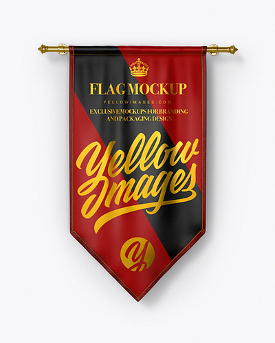 Free Download PSD Vertical Flag Mockup - Front View branding mockup