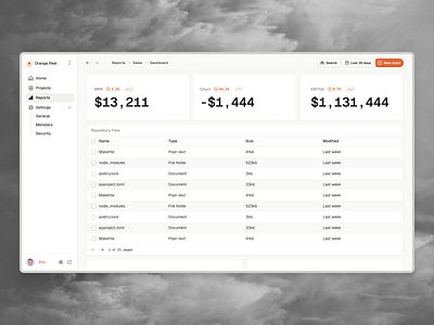 App layout & dashboard experiment app dashboard layout numbers orange product product design sidebar table