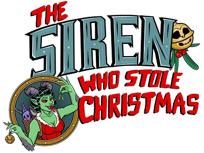 The Siren Who Stole Christmas Menu Title Design graphic design illustration key art logo design menu mermaid title design