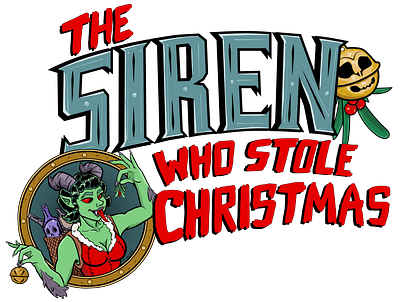 The Siren Who Stole Christmas Menu Title Design graphic design illustration key art logo design menu mermaid title design