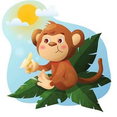 Monkey illustration 3d vector animals artwork creative design illustration monkey postcard vector illustration