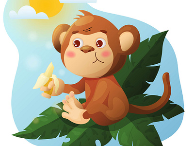 Monkey illustration 3d vector animals artwork creative design illustration monkey postcard vector illustration