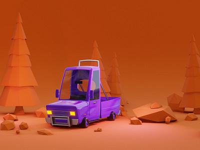 Car. 3d animals animation cartoon character design colorfull funny illustration landscape tree wood