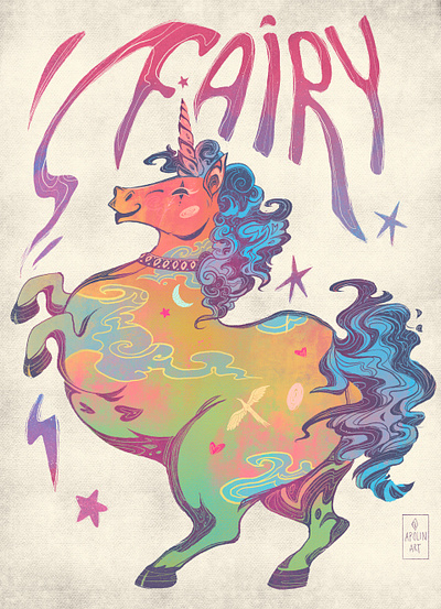 Fairy Unicorn for prints design illustration print typography