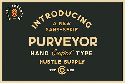 Purveyor - 8 Fonts Included all caps bold letterpress logo design printed effect retro stamp stamp texture typography vintage badge vintage logo