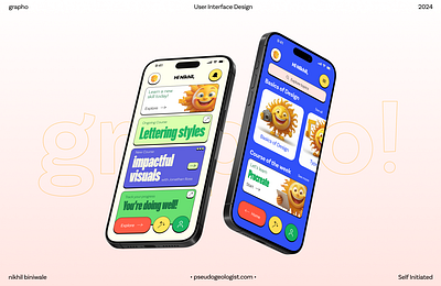 Grapho • Design and skill building concept iOS concept ai app branding colourful design elearning graphic design logo playful product design typography ui user interface vector