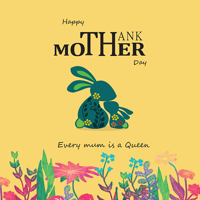 Mother day post design ai design illustration mom mother day mothers post rabbit social media post vector