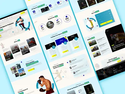 Sports Website Landing Page UI basketball brand identity branding cricket design football icon lettermark mark soccer sports ui uiux website