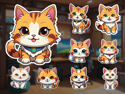 Orange Cat Sticker Design animal cat meow orange cat stiker