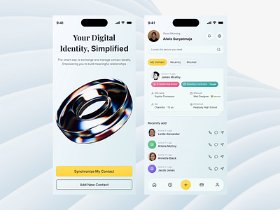 Card Contact App app card clean clear contact creative figma minimal mobile ux webdesign