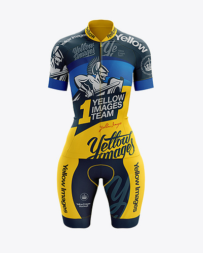 Free Download PSD Women’s Cycling Kit mockup (Front View) free mockup template mockup designs
