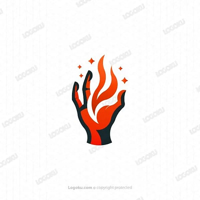 Fire Hand logo for sale black burn fire fire hand fire hand logo flaming hand logo logo design logos red star