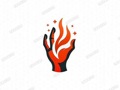 Fire Hand logo for sale black burn fire fire hand fire hand logo flaming hand logo logo design logos red star