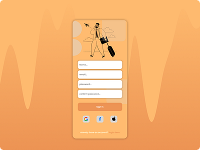 Daily UI 001 dailyui login mobile orange signup ui userinterface ux