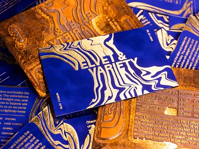 Velvet and Variety - Paslay Foundation Invitation 2024 blue brand branding custom design fort worth foundation gold gold foil graphic design illustration invitation invite logo melt print production texas vector velvet