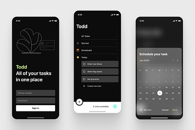 UI Todd to do list application graphic design ui