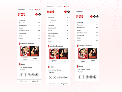 Mobil menu - Sinema Tiyatro cinema mobil menu navigation responsive menu theater ui design ui ux uidesign uiux ux design