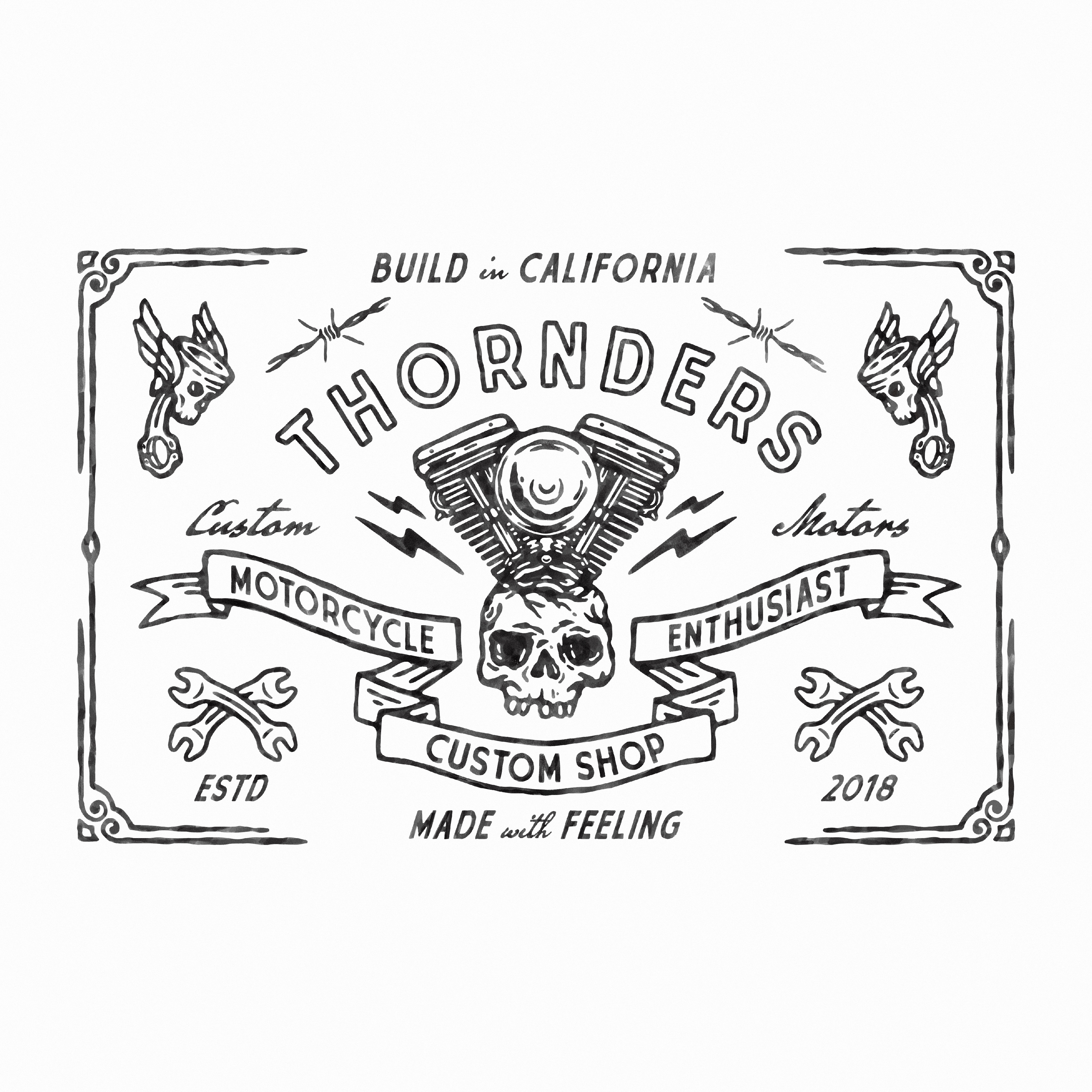 THORNDERS artwork badge badge design branding custom motorcycle design garage graphic design harley davidson illustration logo merchandise motorcycle motorcycle enthusiast t shirt design vector vintage design