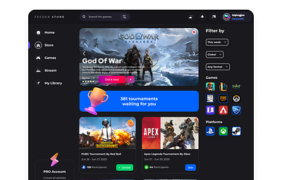 UI Gaming dashboard design dashboard figma ui