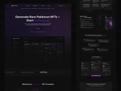 POKEMON NFT GENERATOR WEB DESIGN dashboard design figma graphic design homepage interactive landing page ui ux web design website