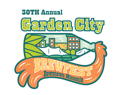 Garden City BrewFest Logo branding brewfest design event festival garden graphic design illustration missoula montana nature river spring vector