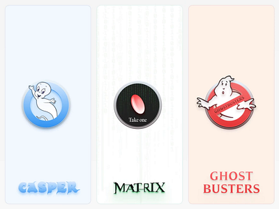 Fav Movie Badge badge casper design figma ghostbusters illustration matrix sticker