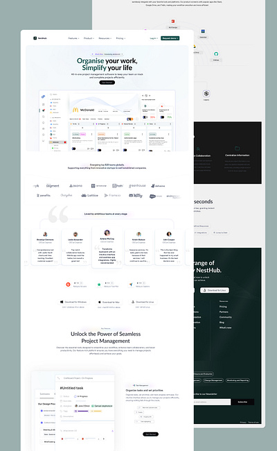 A Comprehensive Landing page for a Project Management product. b2b landing page project management saas ui user experience user interface ux web design website