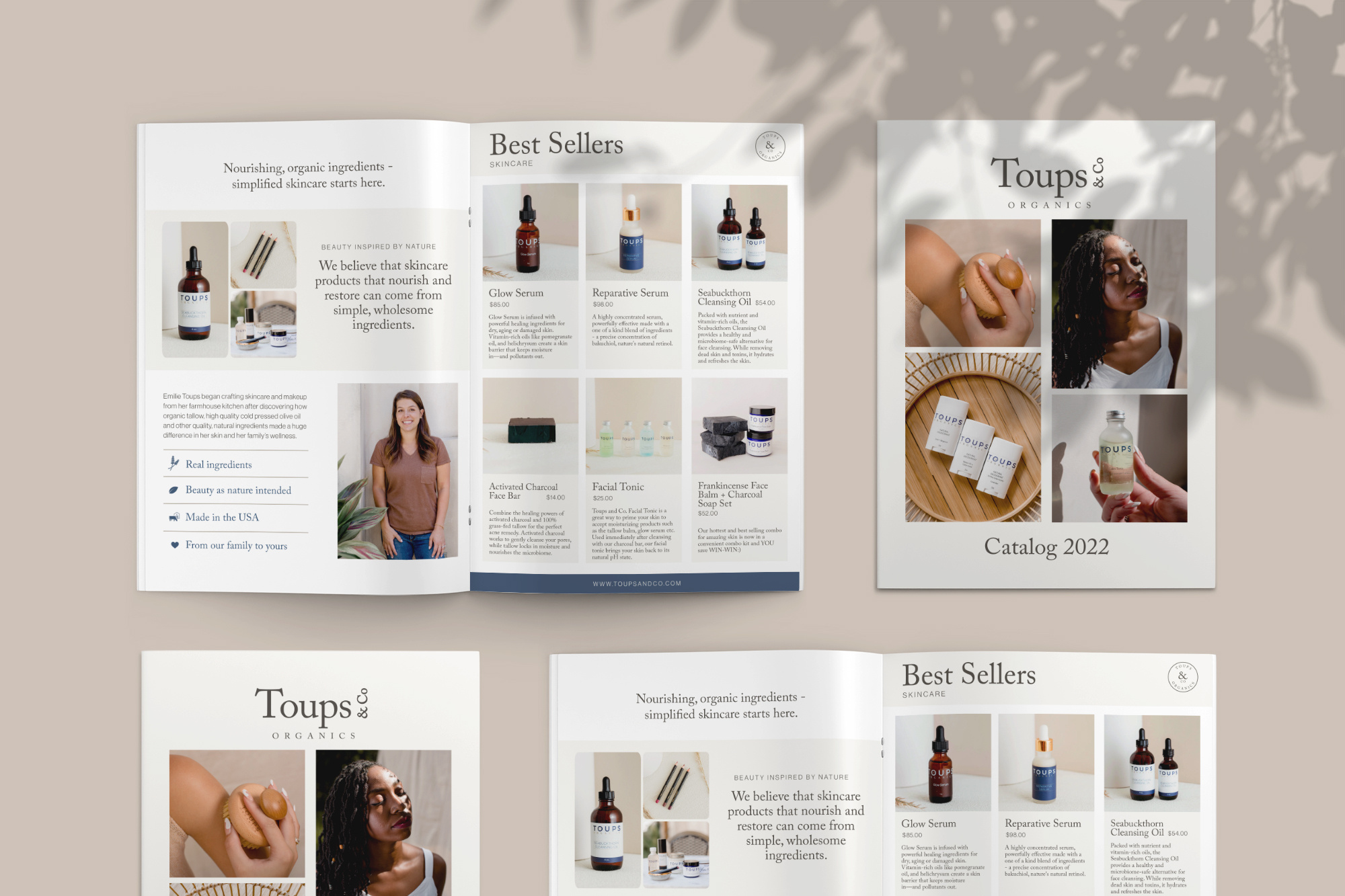 Example of Toups & Organics Catalog Design