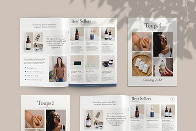 Toups & Organics Catalog Design beauty beauty products catalog catalog design design flyer graphic design presentation product design spa trifold