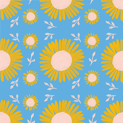 Sunflower Pattern art licensing branding florals graphic design illustration illustrator pattern design surface design ui watercolor