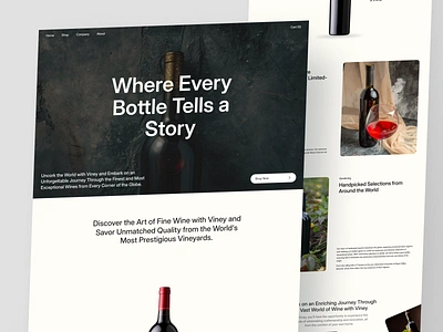 Viney - Red Wine Landing Page beverage clean design drink grape landing page minimalist red wine ui ux web ui webdesign website wine wine bottle wine farm wine shop winery winery web winery website