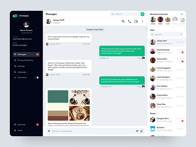 Chat App Dashboard chat chat app chatting contact conversation dashboard discussion group chat inbox message messages messenger talk talking ui uiux